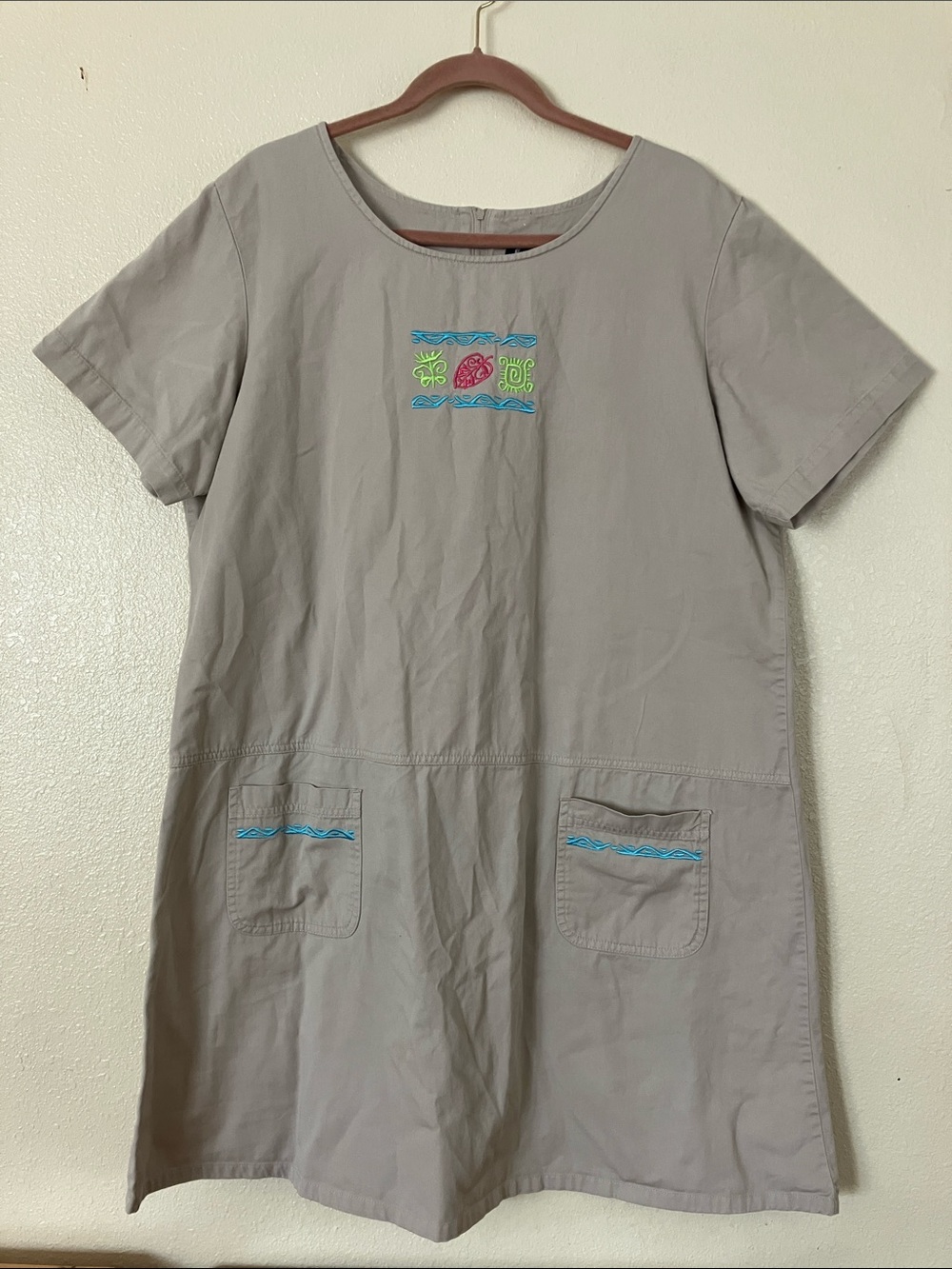 VTG CB Casuals Khaki Beachy Shift Dress, 1X